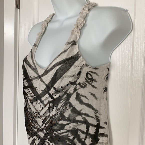 GUESS Tiger Racerback Tank Top with Studs and Rhinestones - Picture 2 of 10